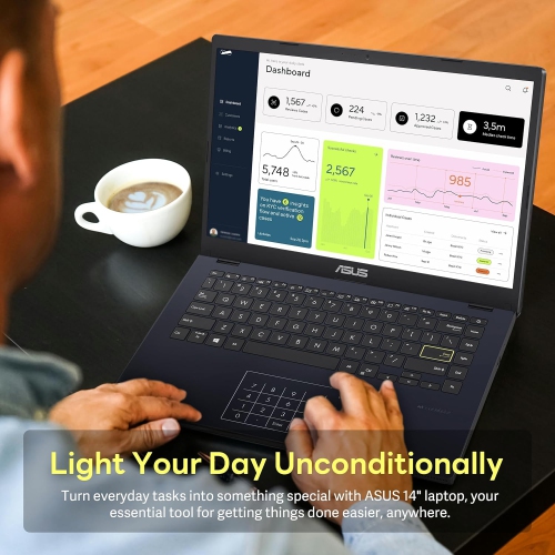 Refurbished - ASUS 14" FHD Laptop, Intel Pentium N6000 Processor, 64GB eMMC, 4GB RAM, Intel UHD Graphics, 720p Webcam, Wi-Fi, Bluetooth, Windows 11,