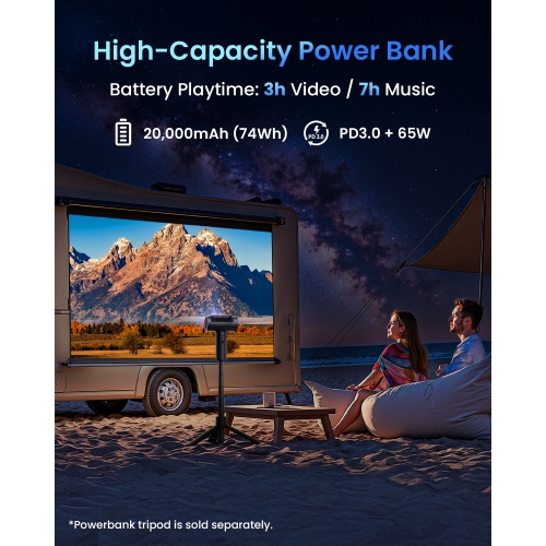 JMGO PicoPlay+ 1080P Smart Portable Projector, Google TV, 450 ISO Lumens, 8W Dolby Digital, 3D-Active, HDR10, Mini Projector with WiFi & Bluetooth