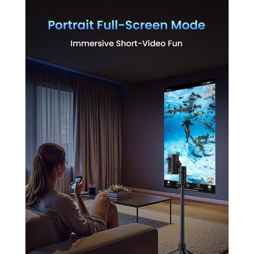 JMGO PicoPlay+ 1080P Smart Portable Projector, Google TV, 450 ISO Lumens, 8W Dolby Digital, 3D-Active, HDR10, Mini Projector with WiFi & Bluetooth