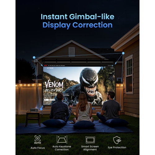 JMGO PicoPlay+ 1080P Smart Portable Projector, Google TV, 450 ISO Lumens, 8W Dolby Digital, 3D-Active, HDR10, Mini Projector with WiFi & Bluetooth