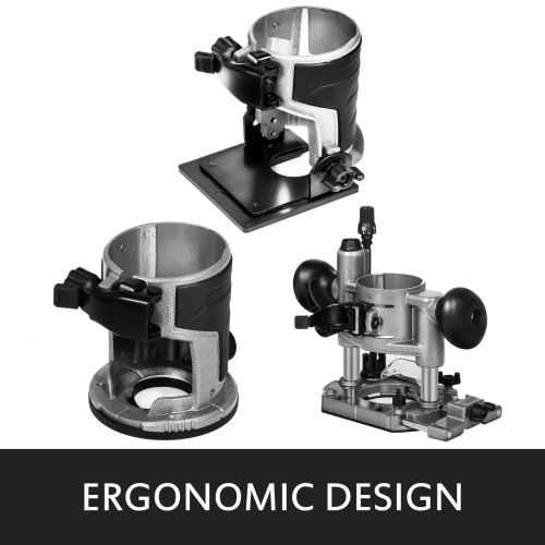 VEVOR 1.25HP Compact Router With Fixed Base, Plunge Base and Tilt Base, Variable Speed Wood Router Kit Max Torque 30,000RPM For Woodworking &