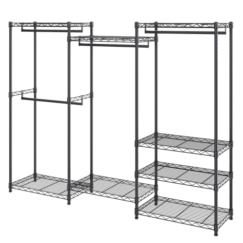 VEVOR Heavy Duty Clothes Rack, Rolling Clothing Garment Rack with 4 Hang Rods & 8 Storage Tiers, Adjustable Custom Closet Rack, Freestanding