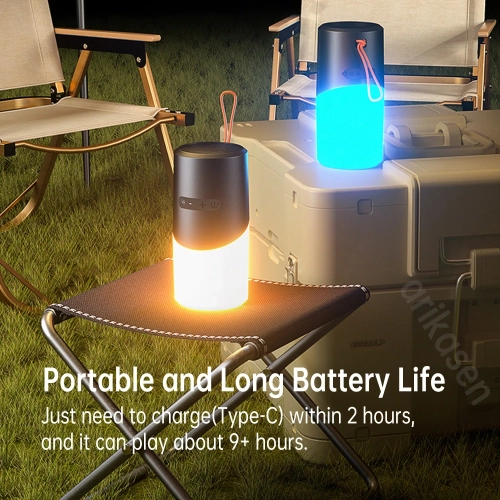 Haut-parleur d'extérieur Bluetooth Camping avec 7 lumières LED colorées TF Card Haut-parleur portatif sans fil pour fête/intérieur/extérieur/plage