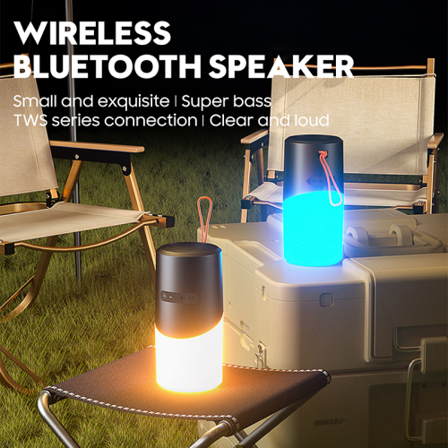 Haut-parleur d'extérieur Bluetooth Camping avec 7 lumières LED colorées TF Card Haut-parleur portatif sans fil pour fête/intérieur/extérieur/plage