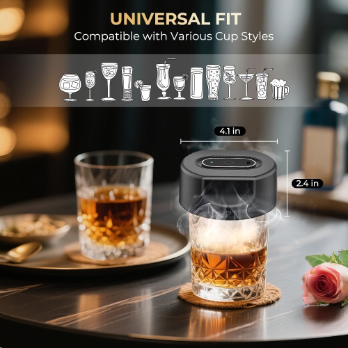 Whiskey Smoker Kit -Electric Cocktail Smoker Kit , Rechargeable Old Fashioned Smoker Kit, Drink Smoker Gifts for Men/Dad/Husband(Flavors Wood Chips