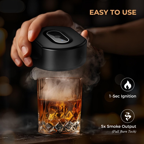 Whiskey Smoker Kit -Electric Cocktail Smoker Kit , Rechargeable Old Fashioned Smoker Kit, Drink Smoker Gifts for Men/Dad/Husband(Flavors Wood Chips
