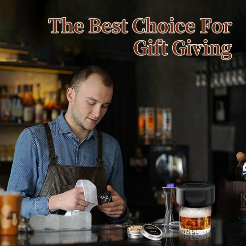 Whiskey Smoker Kit -Electric Cocktail Smoker Kit , Rechargeable Old Fashioned Smoker Kit, Drink Smoker Gifts for Men/Dad/Husband(Flavors Wood Chips