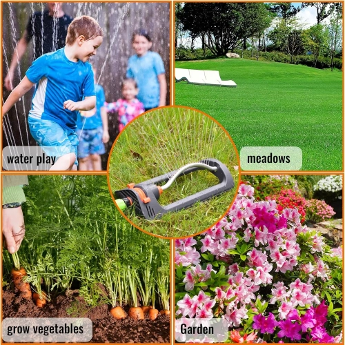 Lawn Sprinkler, 19-Hole Brass Nozzle Oscillating Sprinkler, Garden Tool for Large Lawn Yard and Garden Gass