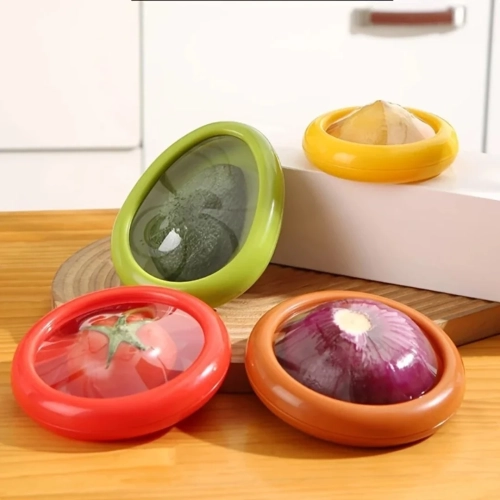 4 Pcs Silicone Fruit Vegetable Airtight Fresh Storage Box Avocado Saver and Onion Storage Set Reusable Fridge Fresh Pod Food Storage