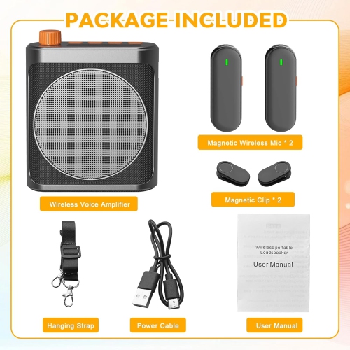 Voice Amplifier Wireless Microphone for Teachers Classroom Yoga Meeting,Portable Bluetooth Speaker with Clip-On Wireless Lavalier Lapel