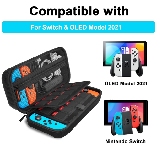 Étui de transport pour Switch compatible avec Nintendo Switch/Switch OLED, avec 20 cartouches de jeu Étui de transport rigide pour console et