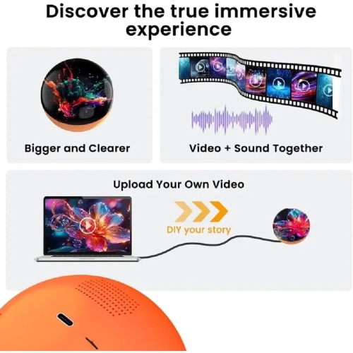 Boule de cristal 2.7&nbsp;po avec affichage électronique, sphère lumineuse personnalisée à mémoire numérique – Vidéos et photos téléchargeables