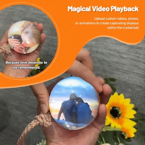 Boule de cristal 2.7&nbsp;po avec affichage électronique, sphère lumineuse personnalisée à mémoire numérique – Vidéos téléchargeables et photos