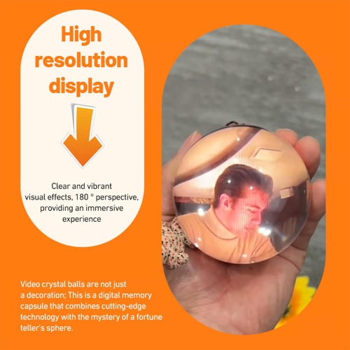 Boule de cristal 2.7&nbsp;po avec affichage électronique, sphère lumineuse personnalisée à mémoire numérique – Vidéos téléchargeables et photos