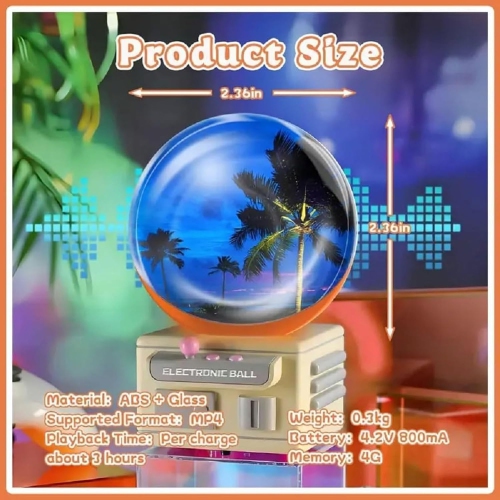 Boule de cristal 2.7&nbsp;po avec affichage électronique, sphère lumineuse personnalisée à mémoire numérique – Vidéos téléchargeables et photos
