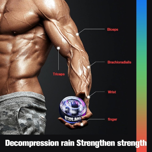 Wrist Training Ball, Automatic Wrist Start, Gyroscopic Wrist Training Ball for Strengthening Arms, Fingers, Wrist Bones and Muscles Blue