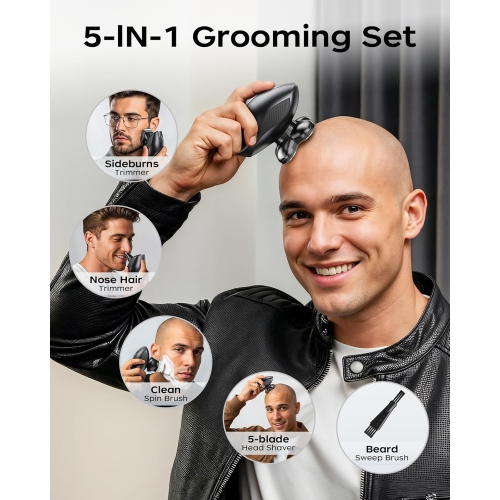 Head Shavers for Bald Men,Electric Razor IPX7 Waterproof for Bald Men,5D Rotary Shaver,Wet Dry Use Bald Head Shavers,LED Display Rechargeable for