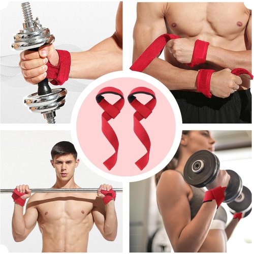 Courroies de poignet d'haltérophilie - Rembourrage en coton antidérapant - Pour l'haltérophilie, la mise en forme, l'entraînement musculaire,