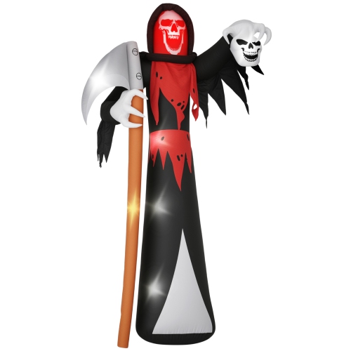 OUTSUNNY  12 Ft Halloween Inflatable Giant Grim Reaper Outdoor Decoration, Blow Up Garden Decor w Built-In Lights for Halloween Party Indoor