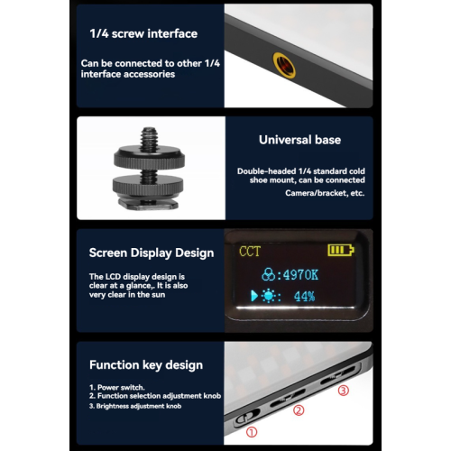 Mobile Phone Fill Light, Portable Outdoor Fill Light, Mood Light, Pocket Light, Wide Color Temperature, 20 Lighting Effects - Black, Octopus Tripod +