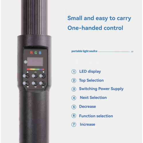 Lampe de bâton à main, lumière de photographie 20&nbsp;W RVB en couleur, température de couleur 2700-7500K, température de couleur réglable à grande