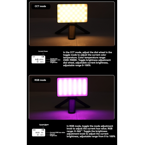 Mobile Phone Fill Light, Portable Outdoor Fill Light, Mood Light, Pocket Light, Wide Color Temperature, 20 Lighting Effects, Lightweight and