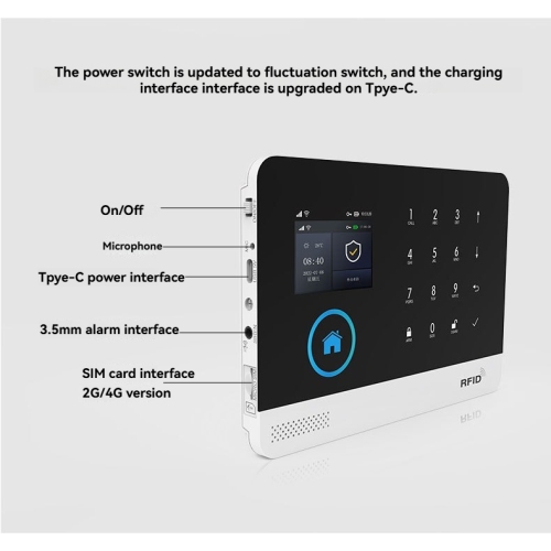 4G+WiFi Smart Anti-theft Alarm Host - GSM Security Alarm/200 Zones/Phone/SMS Alarm Includes Door Sensor, Infrared Detector, and Remote Control