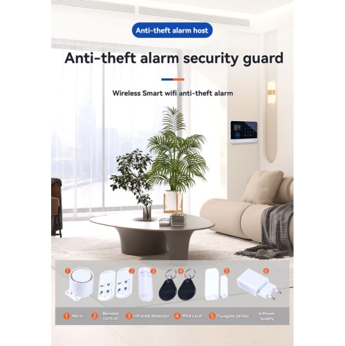 4G+WiFi Smart Anti-theft Alarm Host - GSM Security Alarm/200 Zones/Phone/SMS Alarm Includes Door Sensor, Infrared Detector, and Remote Control