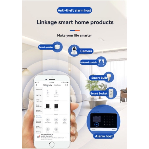 4G+WiFi Smart Anti-theft Alarm Host - GSM Security Alarm/200 Zones/Phone/SMS Alarm Includes Door Sensor, Infrared Detector, and Remote Control