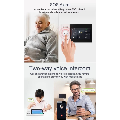 WiFi gsm Smart Home Alarm System - 4.3-inch Touchscreen/Multi-Language/Remote App Control/5 Alarm Phone Numbers with Door and Window Sensors +