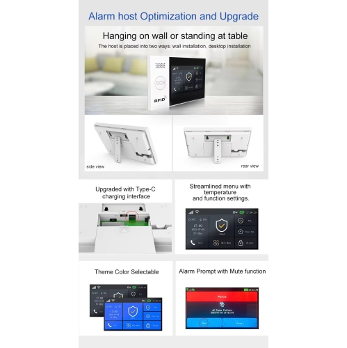 WiFi+4G Smart Home Alarm System - 4.3-inch Touchscreen/Multi-Language/Remote App Control/5 Alarm Phone Numbers with Door and Window Sensors +