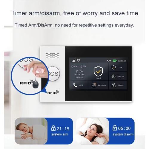 WiFi+4G Smart Home Alarm System - 4.3-inch Touchscreen/Multi-Language/Remote App Control/5 Alarm Phone Numbers with Door and Window Sensors +