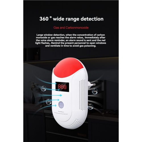 Carbon monoxide and gas alarm - Digital display, high-sensitivity audible alarm, carbon monoxide alarm, gas alarm, suitable for home/kitchen/camping