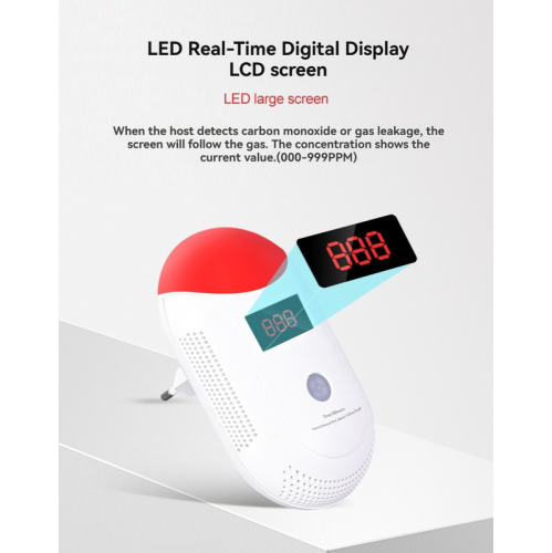 Carbon monoxide and gas alarm - Digital display, high-sensitivity audible alarm, carbon monoxide alarm, gas alarm, suitable for home/kitchen/camping
