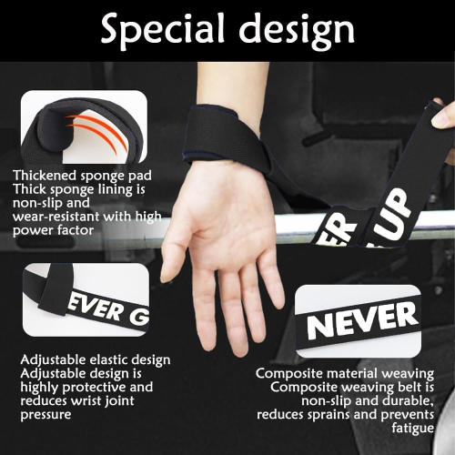 Weightlifting Wrist Straps, Supportive Weightlifting Wrist Straps for Men and Women with Thick Cotton Wrist Pads and Non-Slip Silicone for