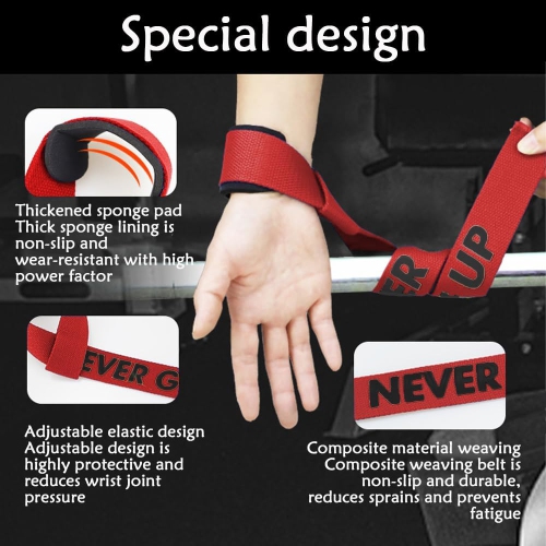 Weightlifting Wrist Straps, Supportive Weightlifting Wrist Straps for Men and Women with Thick Cotton Wrist Pads and Non-Slip Silicone for