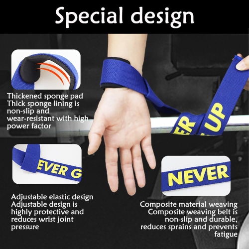 Weightlifting Wrist Straps, Supportive Weightlifting Wrist Straps for Men and Women with Thick Cotton Wrist Pads and Non-Slip Silicone for