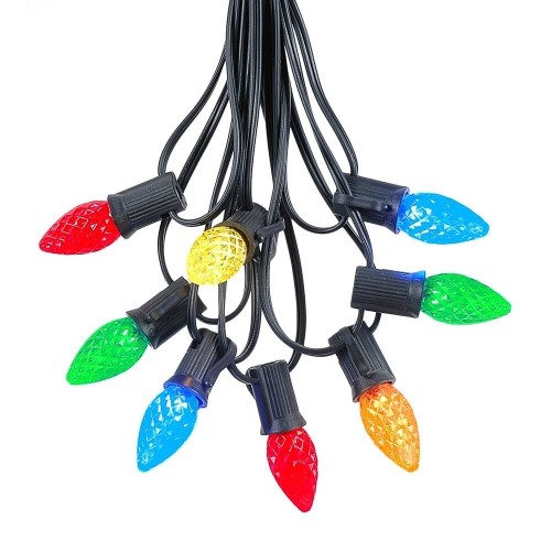 NOVELTY LIGHTS LLC  Novelty Lights 25 Foot C7 Led Outdoor Lighting Patio Christmas String Lights Wire, 25 Bulbs In Black