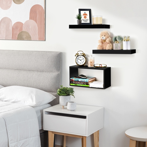 Sorbus 2 Floating Shelves with Invisible Brackets & 1 Rectangular Box