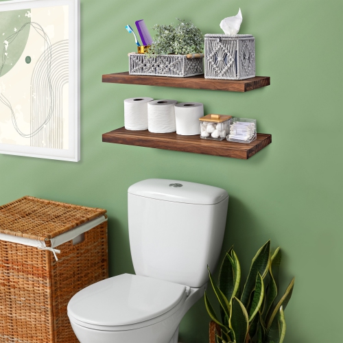 Sorbus 2 Pack 24" Solid Wood Floating Shelves - for Bathroom Decor, Books, Bedroom & Living Room