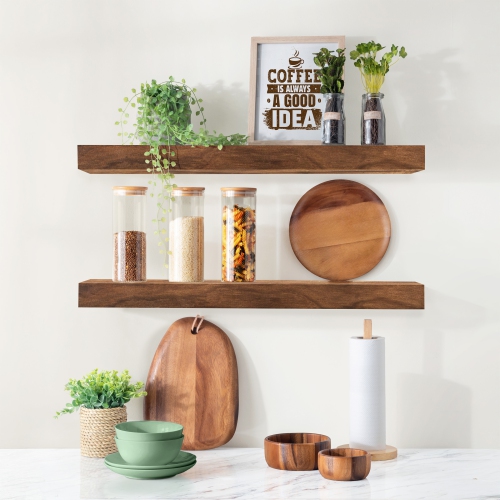 Sorbus 2 Pack 24" Solid Wood Floating Shelves - for Bathroom Decor, Books, Bedroom & Living Room