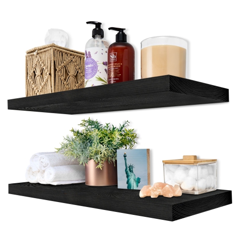 Sorbus 2 Pack 24" Solid Wood Floating Shelves - for Bathroom Decor, Books, Bedroom & Living Room