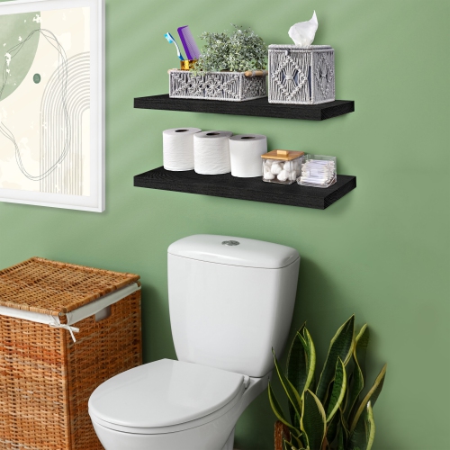 Sorbus 2 Pack 24" Solid Wood Floating Shelves - for Bathroom Decor, Books, Bedroom & Living Room