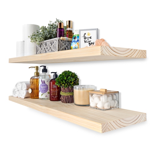Sorbus 2 Pack 35" Solid Wood Floating Shelves - for Bathroom Decor, Books, Bedroom & Living Room