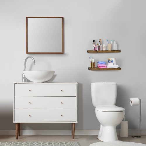 Paquet de 2 tablettes murales flottantes Sorbus pour chambre, décoration, cuisine, salon - pour trophées, cadres, étagère (brun)