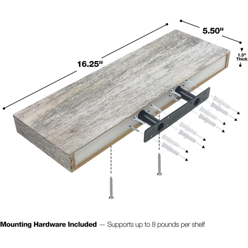 Paquet de 2 tablettes flottantes rectangulaires Sorbus Coastal de 16 po - pour exposer des trophées, des livres, des cadres et plus encore