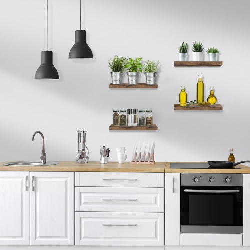 Ensemble de 4 tablettes murales flottantes Sorbus pour ranger et exposer des objets décoratifs, des objets décoratifs et d'autres objets précieux