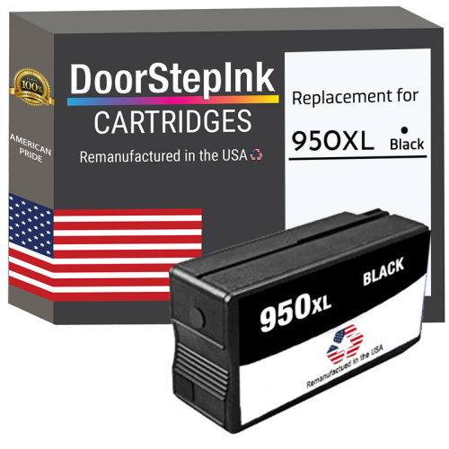 DoorStepInk Brand for HP 950XL Black Remanufactured in the USA Ink Cartridge