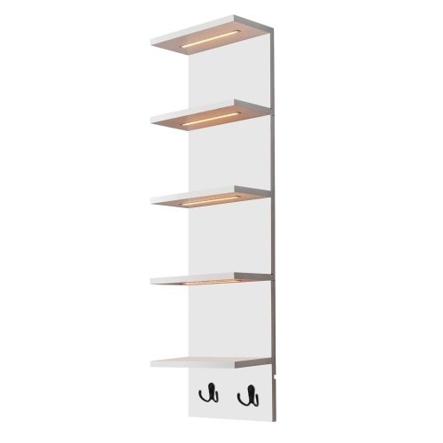 SORBUS  5 Tier Wall Mounted Floating Shelf Unit With Led Lights - Home Decor And Storage Organizer