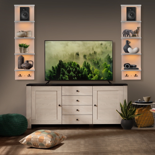 Étagère murale flottante à 5 niveaux avec lumières LED Sorbus - Décoration et rangement